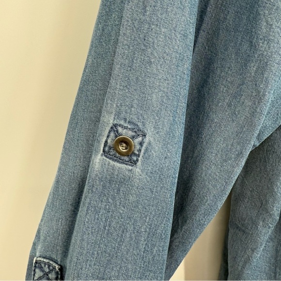 J Jill Womens Denim Chambray Tunic Pockets Size XL Jean Shirt Tunic Collared - Picture 8 of 13